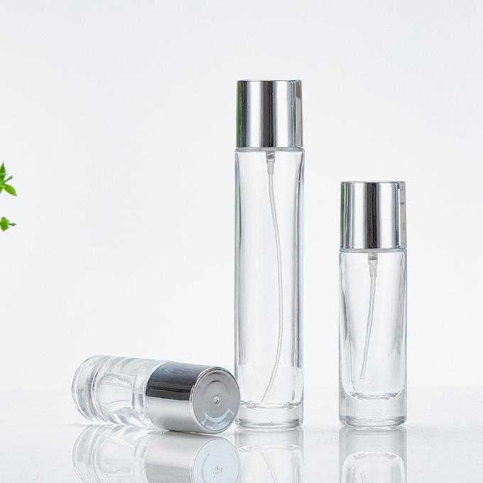 Transparent Glass Foundation Bottle With Screw Cap 100ml Round Shape Simple Design 1