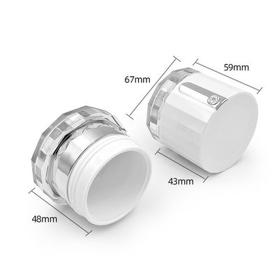 Doorzichtige 50g cosmetische crème pot met diamant logo Custom Acrylic verpakkingspot